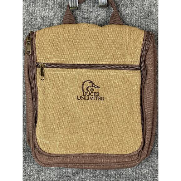 Duck Unlimited Men's Canvas Hanging Toiletry Bag Camel and Brown - Picture 2 of 12